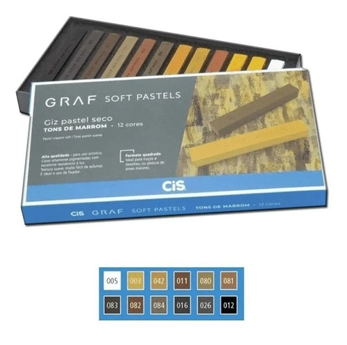 Cis Giz Pastel Seco Graf Soft Pastels Tons Marrom 12 Corres