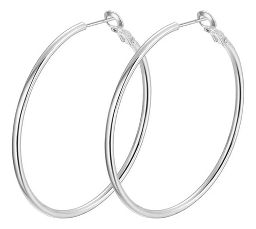 Argollas Lisas 50 Mm De Plata Ley 925- Adcesorios