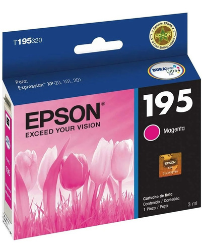 Cartucho De Tinta Epson T195320 195 Magenta Original
