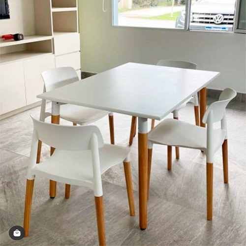 Imagen 3 de 7 de Juego De Comedor Mesa Eames Madera 140 X 80 + 4 Sillas Milan