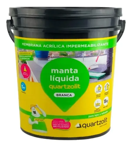 Quartzolit Manta Líquida Branca 1 8 K G P/ Lajes E Telhas. Acabamento Fosco Cor Branco