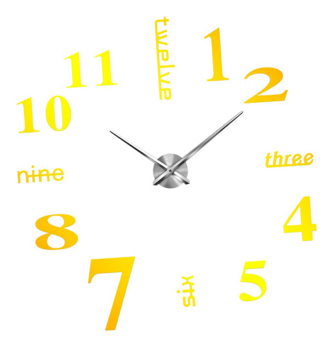 Reloj De Pared 3d Con Números De Espejo Etiquetas Dorado