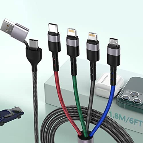 6 En 1 Multi Usb Universal 1.8m/6ft Cable De Carga De Teléfo