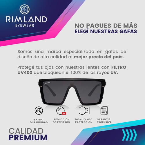 Imagen 7 de 10 de Anteojos De Sol Rimland Brooklyn Negro