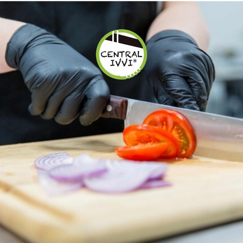 Imagen 2 de 4 de 100 Guantes De Nitrilo Sin Polvo Alimentos Chef De Xs A Xl