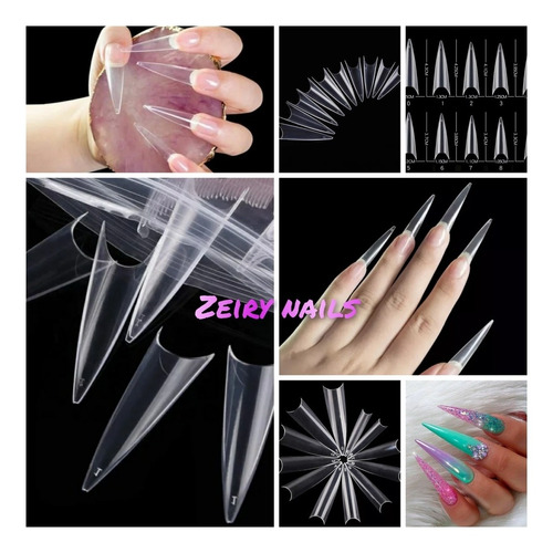 Tip Stiletto Extra Largo Cristal Paquete Con 600 Pz Kalan X3