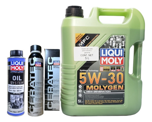 Kit Liqui Moly Aceite Molygen 5 L. 5w30, + Ceratec + Engine