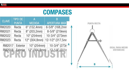 Compás De Punta Recta 8 (203,2mm)