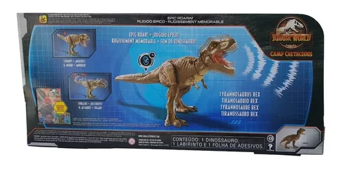 Dinossauro Tiranossauro Rex Rugido - Jurassic World Mattel em