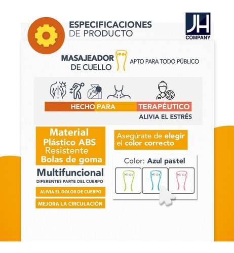 Imagen 8 de 9 de Masajeador Manual Doble Punto Ergonomico Cuello Ntn-02