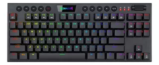 Teclado gamer bluetooth Redragon Horus K621-RGB-TKL QWERTY Red Ultra low profile español latinoamérica color negro con luz RGB