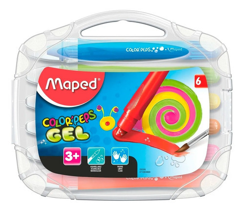 Imagen 1 de 2 de Crayones Gel Maped Color Peps X6 Lavables Acuarelables Edu