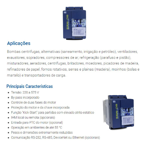 Chave De Partida Soft-starter Weg Ssw08 45a 220-575v