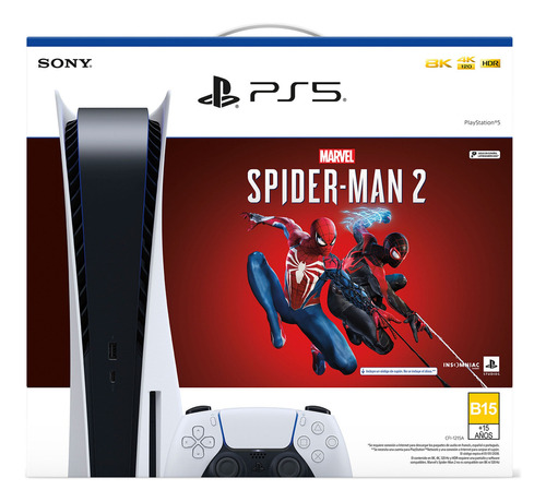 Sony PlayStation 5 Consola Bundle Marvel’s Spider Man 2 Limited Edition 825GB Bundle Marvel’s Spider Man 2 Limited Edition color  blanco