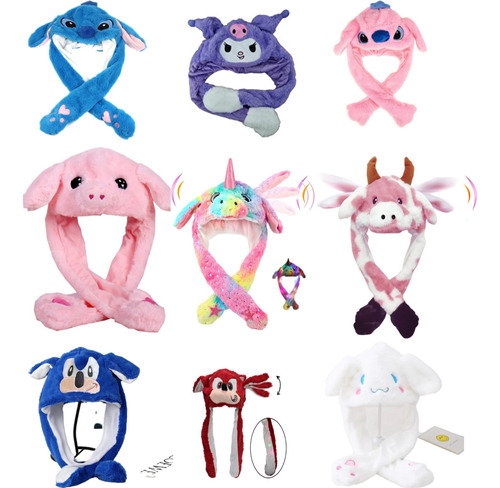 Gorrito Kawaii Viral Sanrio, Stitch, Sonic. Mueve Las Orejas