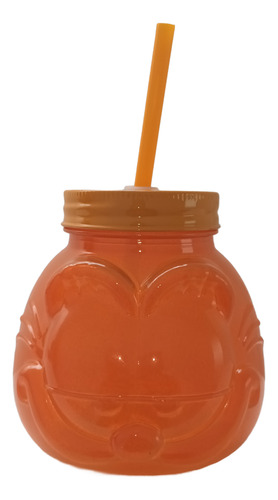 Tarro De Vidrio Con Tapa Y Popote Garfield Nickelodeon 700ml