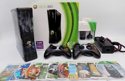 Xbox 360 Slim ,2 Control,10juegos 5.0 Caja Dd 160 Gb