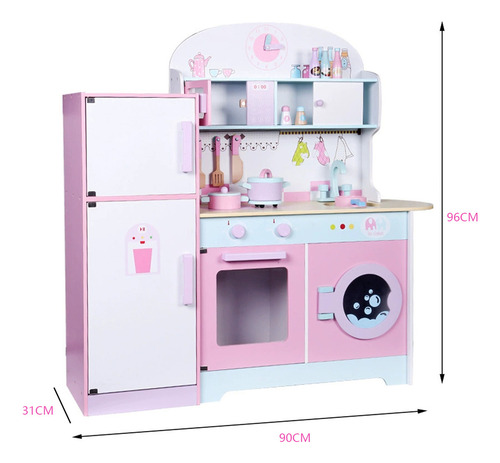 Conjunto De Cocina Simulada Infantil Accesorios Para Niños Rosa