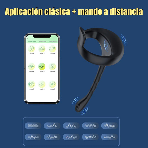 App Control Anillo Pene 2 En 1 Plug Anal Clítoris Vibrador Color Negro
