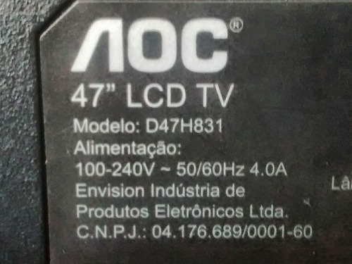 Tv Lcd Aoc 47 Pol D47h831 Digital Hdmi Full Hd (um Detalhe)