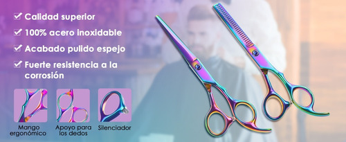 Imagen 9 de 10 de Set Tijera Filo Navaja+esculpidora Tornasol Estuche Y Acs