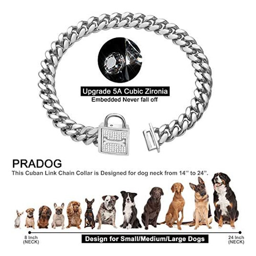 Pradog Collar De Cadena Para Perro Con Bloqueo De Circonita