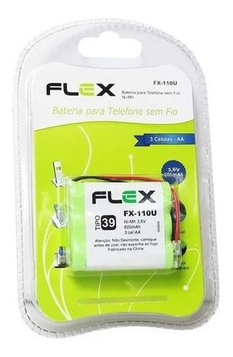 Bateria Telefone Sem Fio Tipo 39 3.6v 600mah -fx-p110u -flex