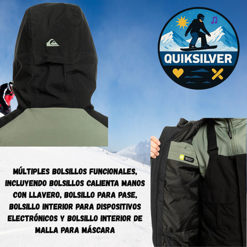 Campera Térmica Quiksilver Snowboard Nieve Hombre Verde Musgo Xl Lisa