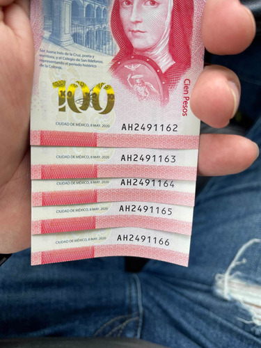 5 Billetes De 100 Nuevos Continuos