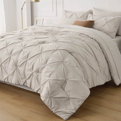 Edredon Suave Tamaño King Con Fundas Y Sabanas Color Beige