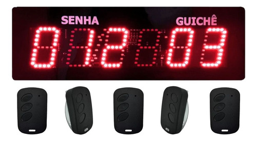 Painel Senha Filas Atendimento Com 5 Controles Para Guichês