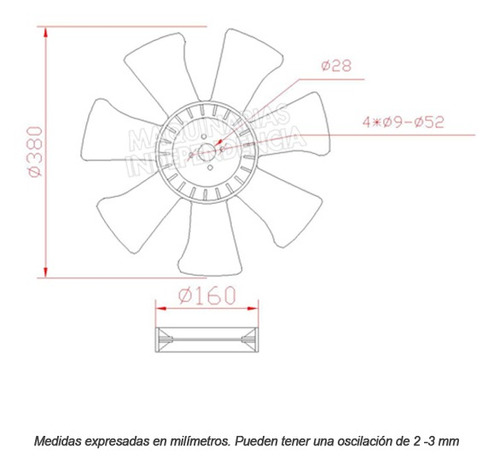 Imagen 2 de 9 de Paleta Ventilador Autoelevadores Xinchai 490bpg Repuestos