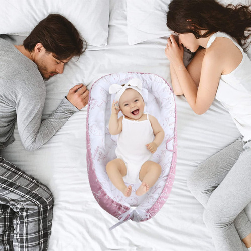 Tumbona Ajustable Para Bebé Recién Nacido 100% Algodón Rosa