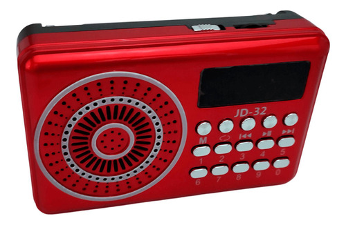 Radio Pequeno Usb Sd Fm Micro Sd Bluetooth Entrada Vermelho