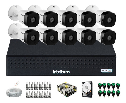 Kit Cftv Completo 10 Câmeras Vhl1220b Hd 1080p Dvr Intelbras