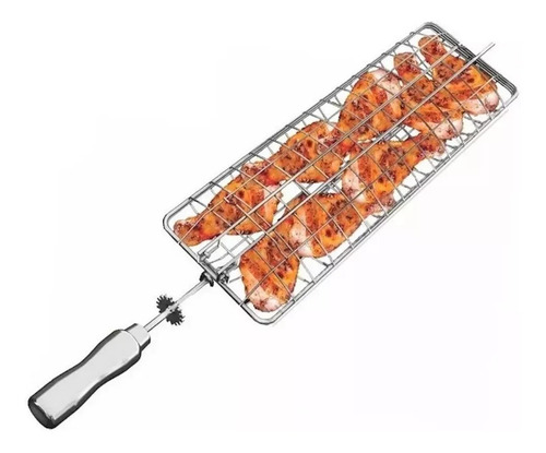 Imagem 3 de 8 de Espeto Grelha Gaiola Inox Grill Churrasqueira Giratória