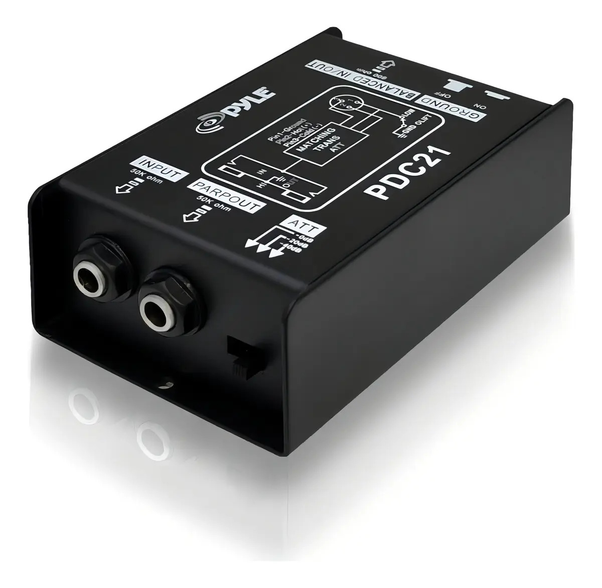 Caja de Inyección Directa Pyle para Guitarra y Bajo, Eliminador de Zumbidos con Conector de 1/4" a XLR