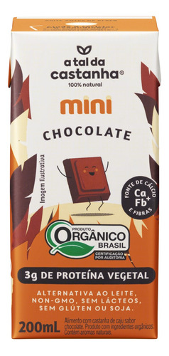 Bebida à Base de Castanha-de-Caju Orgânica Chocolate A Tal da Castanha Mini Caixa 200ml