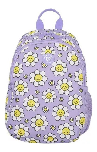 Mochila Saxoline Homeschool Flores Color Lavanda Infantil 