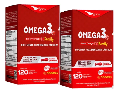 2x Ômega 3 Peixinho 33 Epa 22 Dha Family Global 120 Cápsulas