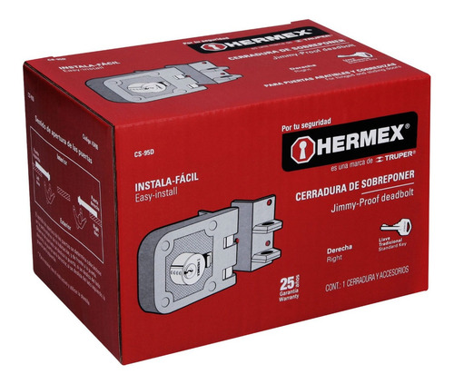 Chapa Cerradura Para Puerta Corrediza Y Abatible, Hermex