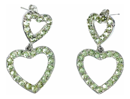 Aros Pendientes Corazones Amatista Verde Prasiolita Natural