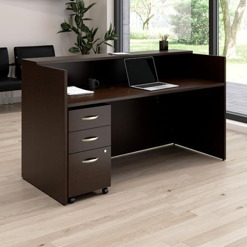 Bush Business Furniture Arrive Reception Desk With Shelf And