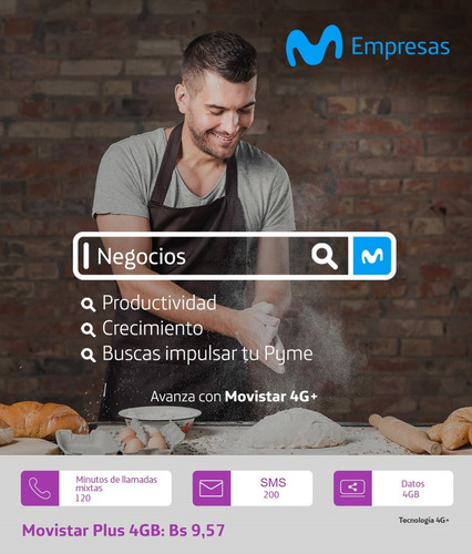 Imagen 2 de 2 de Linea Movil 4g+ Empresarial Movistar Pospago Plan Plus 4gb