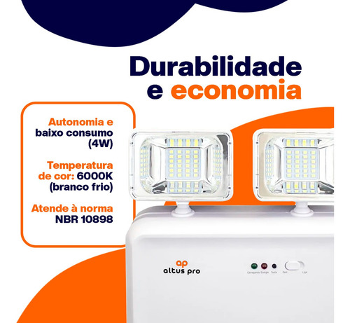 Luminária Luz De Emergência Led Branco Altuspro Cor Bloco 1200 Lumens Autonomo 110v/220v