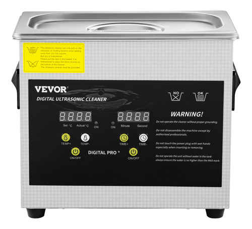 Vevor Limpiador Ultrasónico Profesional 3l Con Temporizador