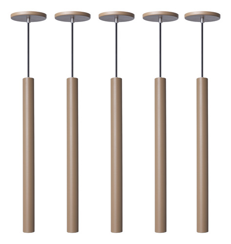 Kit 5 Pendente Luminária Tubo Fendi 50 Cm Iluminar Ambiente 