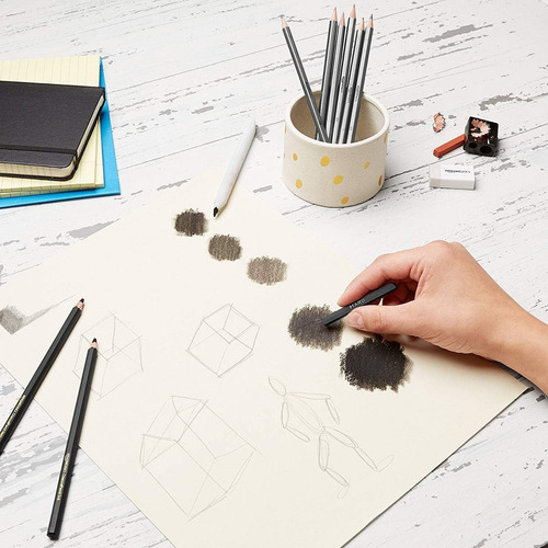 Amazonbasics Dibujo Y Esbozos Arte Lápiz Kit - Set De 17 Pie