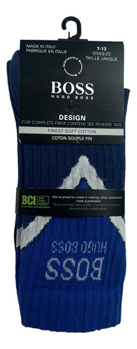 Calceta Hugo Boss Design Azul / Blanco Algodón Soft 1 Pack