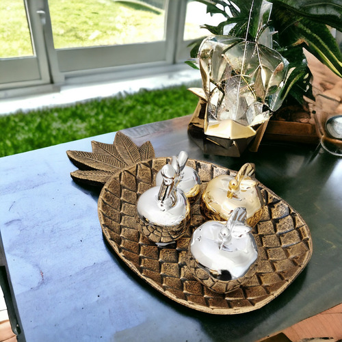 Plato Decorativo Con Forma De Piña Color Marrón